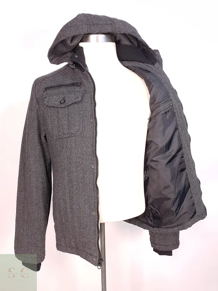 Chaqueta Guess Plomo Lana con Gorro Talla SM 7