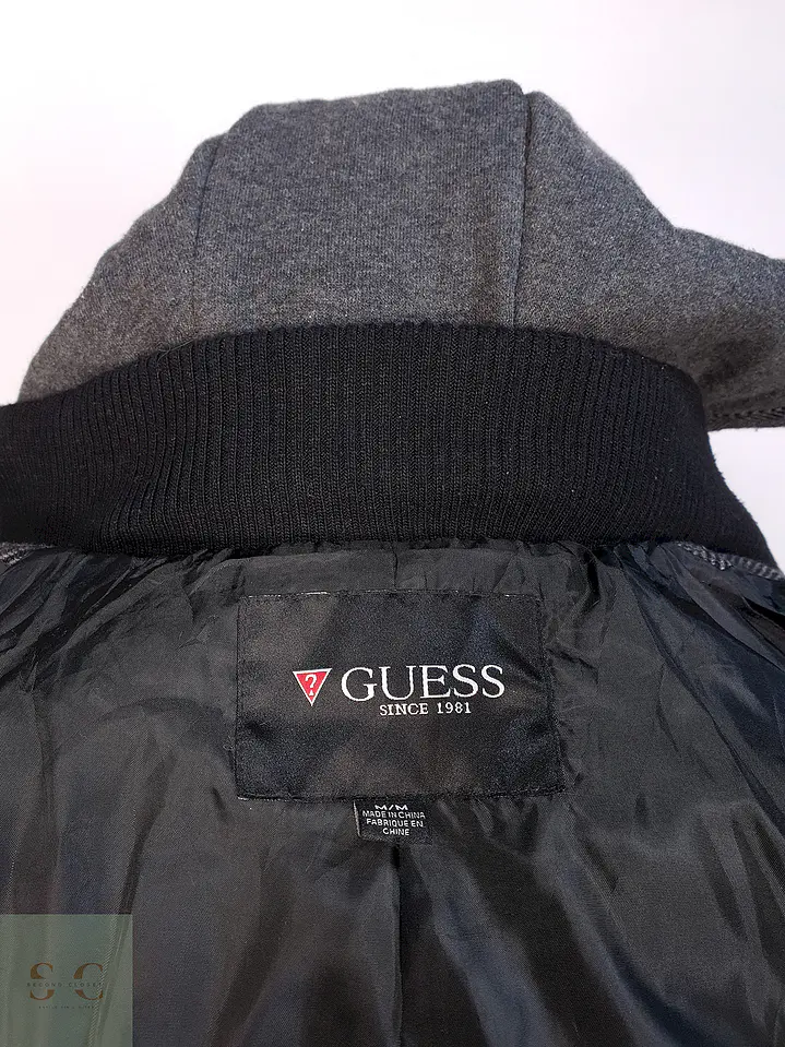Chaqueta Guess Plomo Lana con Gorro Talla SM 11