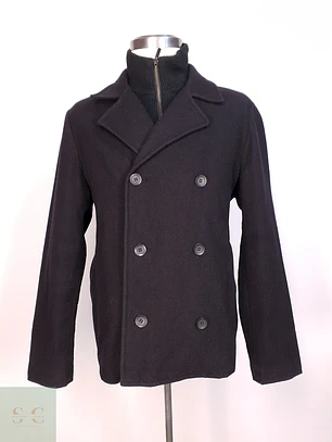 Abrigo Marinero Negro Kenneth Cole Lana Talla L