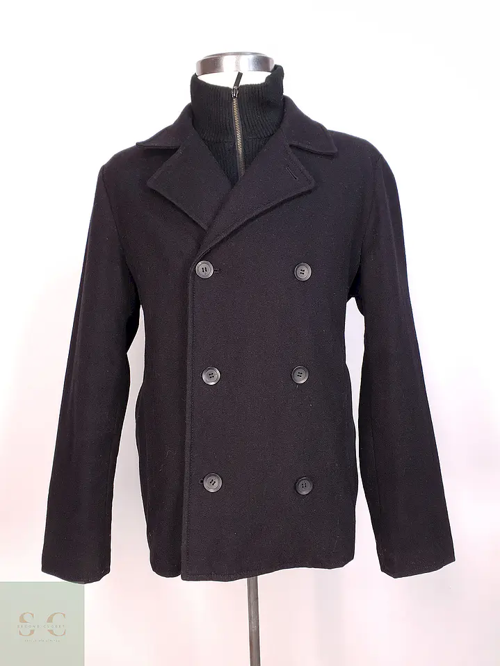 Abrigo Marinero Negro Kenneth Cole Lana Talla L 1