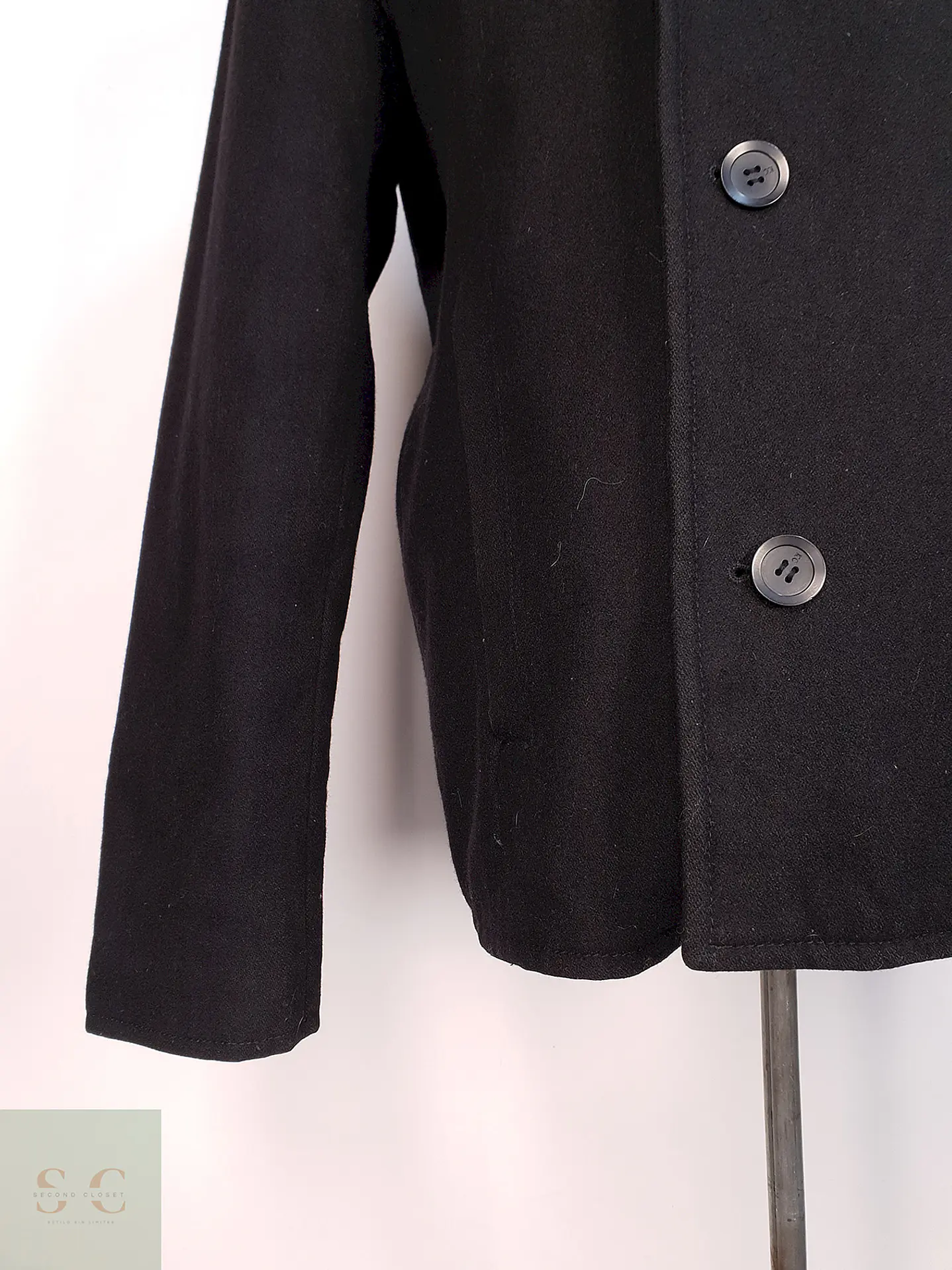 Abrigo Marinero Negro Kenneth Cole Lana Talla L 2