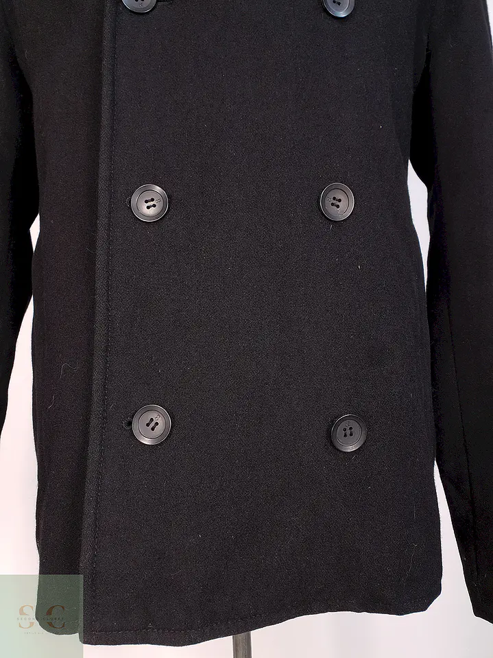 Abrigo Marinero Negro Kenneth Cole Lana Talla L 5