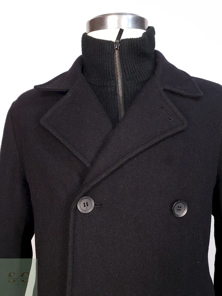 Abrigo Marinero Negro Kenneth Cole Lana Talla L 3