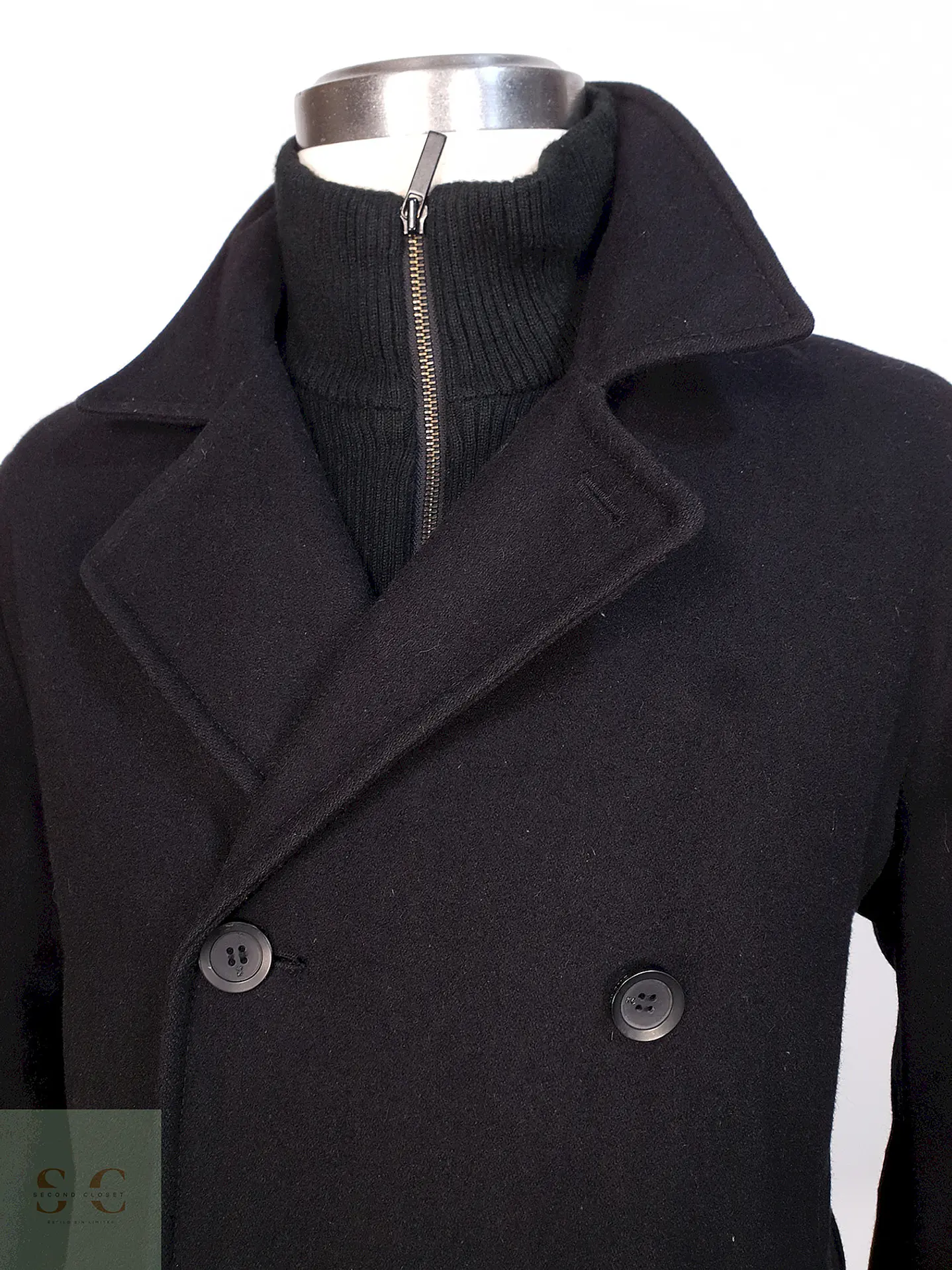 Abrigo Marinero Negro Kenneth Cole Lana Talla L 4