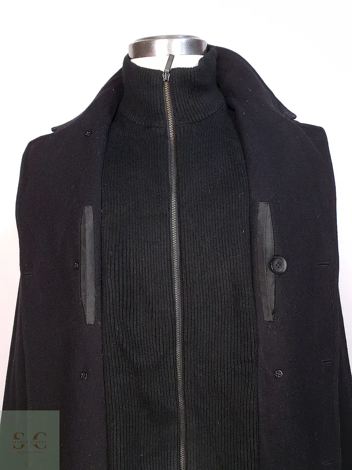 Abrigo Marinero Negro Kenneth Cole Lana Talla L 7