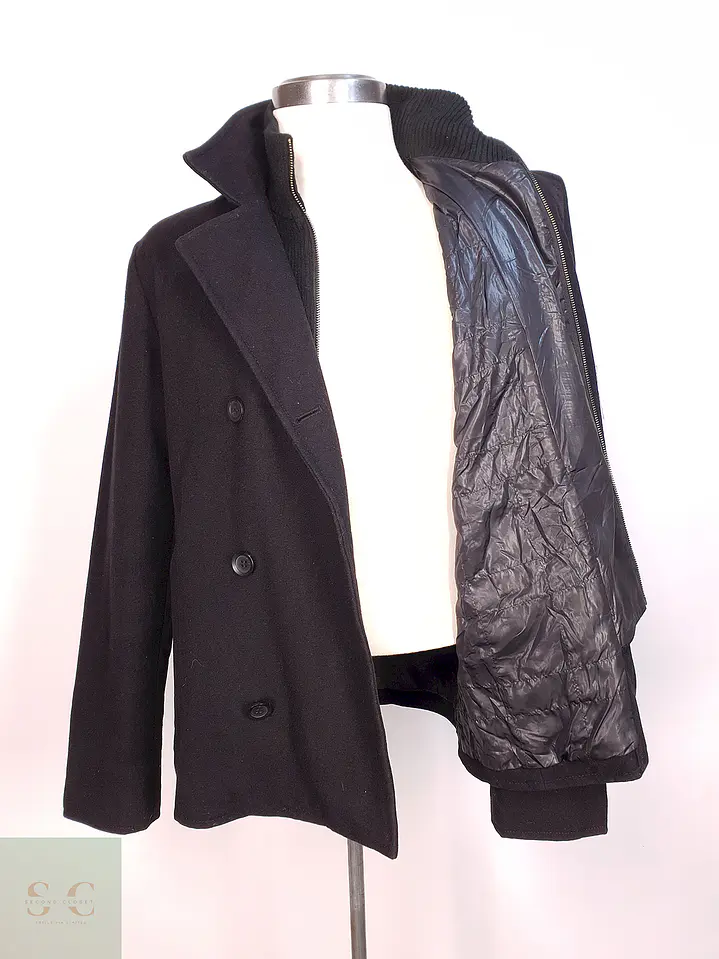 Abrigo Marinero Negro Kenneth Cole Lana Talla L 9