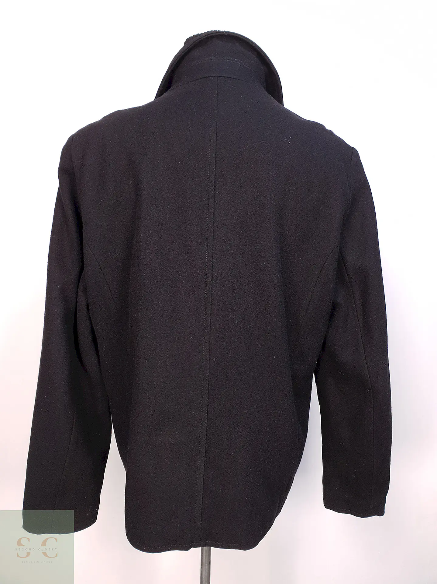 Abrigo Marinero Negro Kenneth Cole Lana Talla L 11