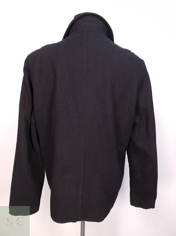 Abrigo Marinero Negro Kenneth Cole Lana Talla L 11