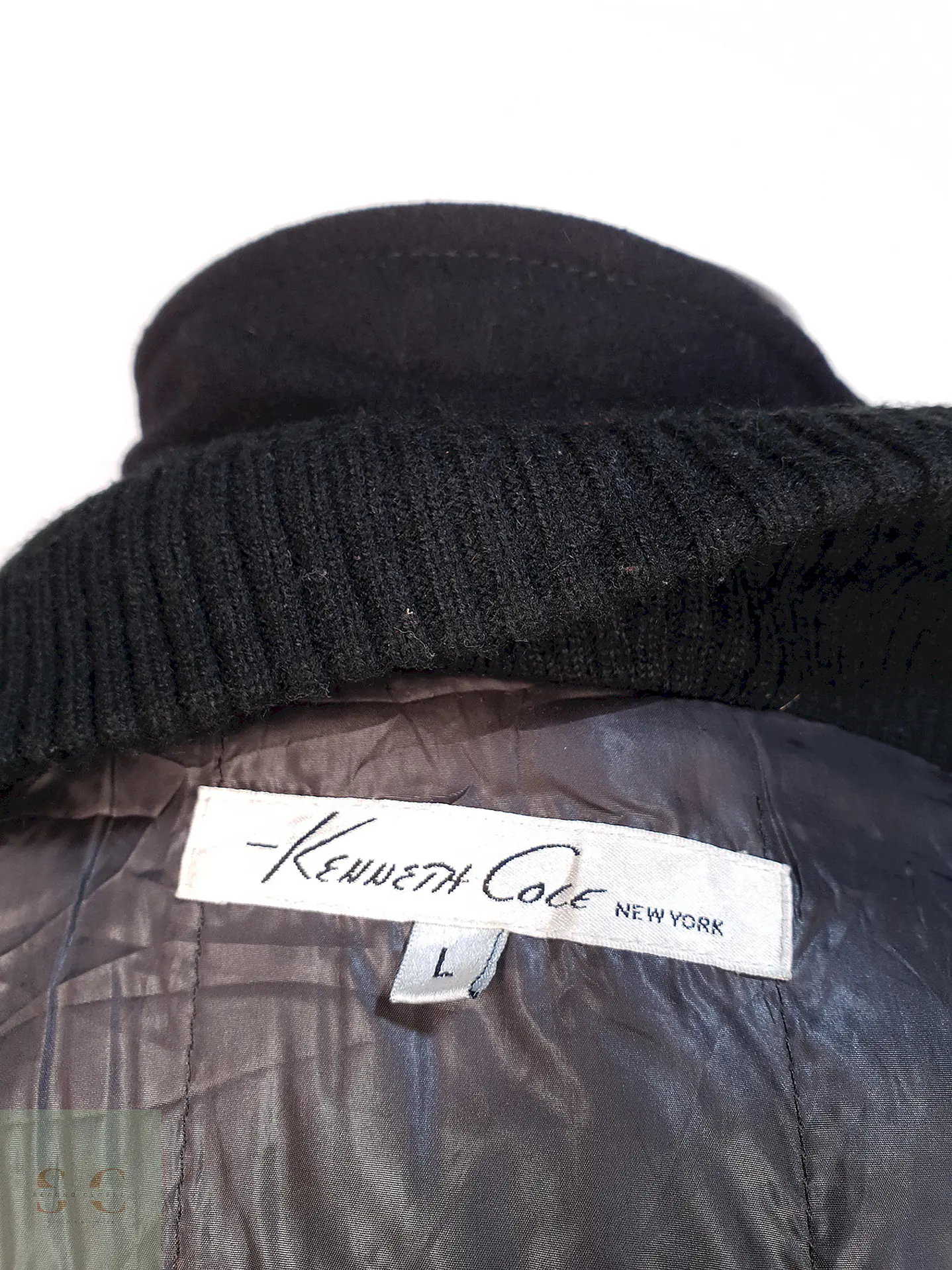 Abrigo Marinero Negro Kenneth Cole Lana Talla L 12