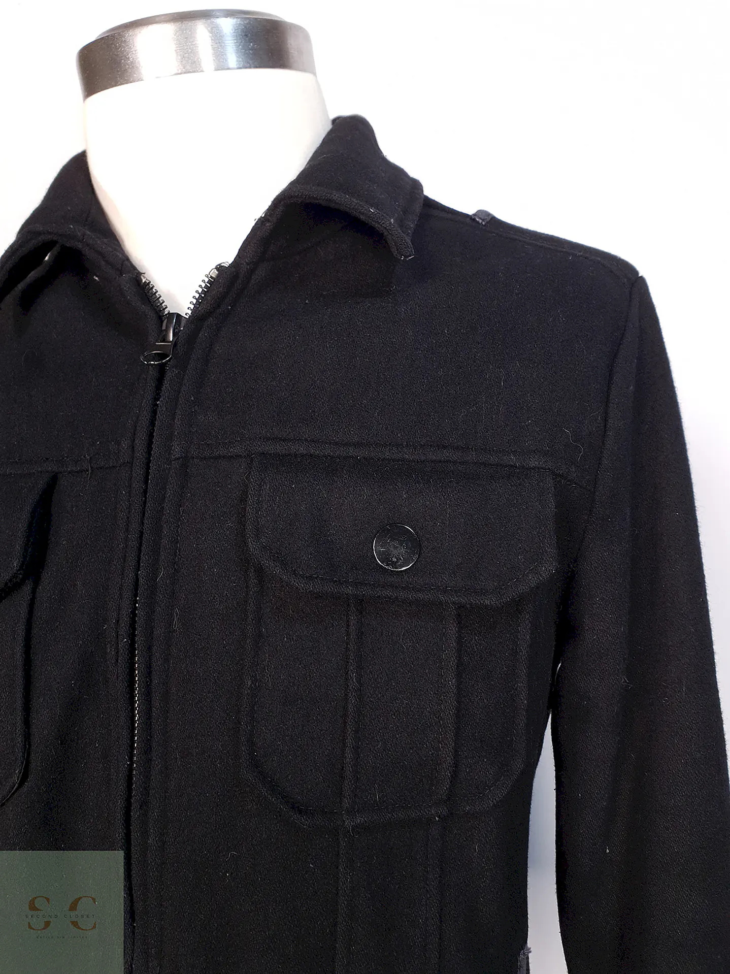 Chaqueta Negra Guess Lana Talla SM 3