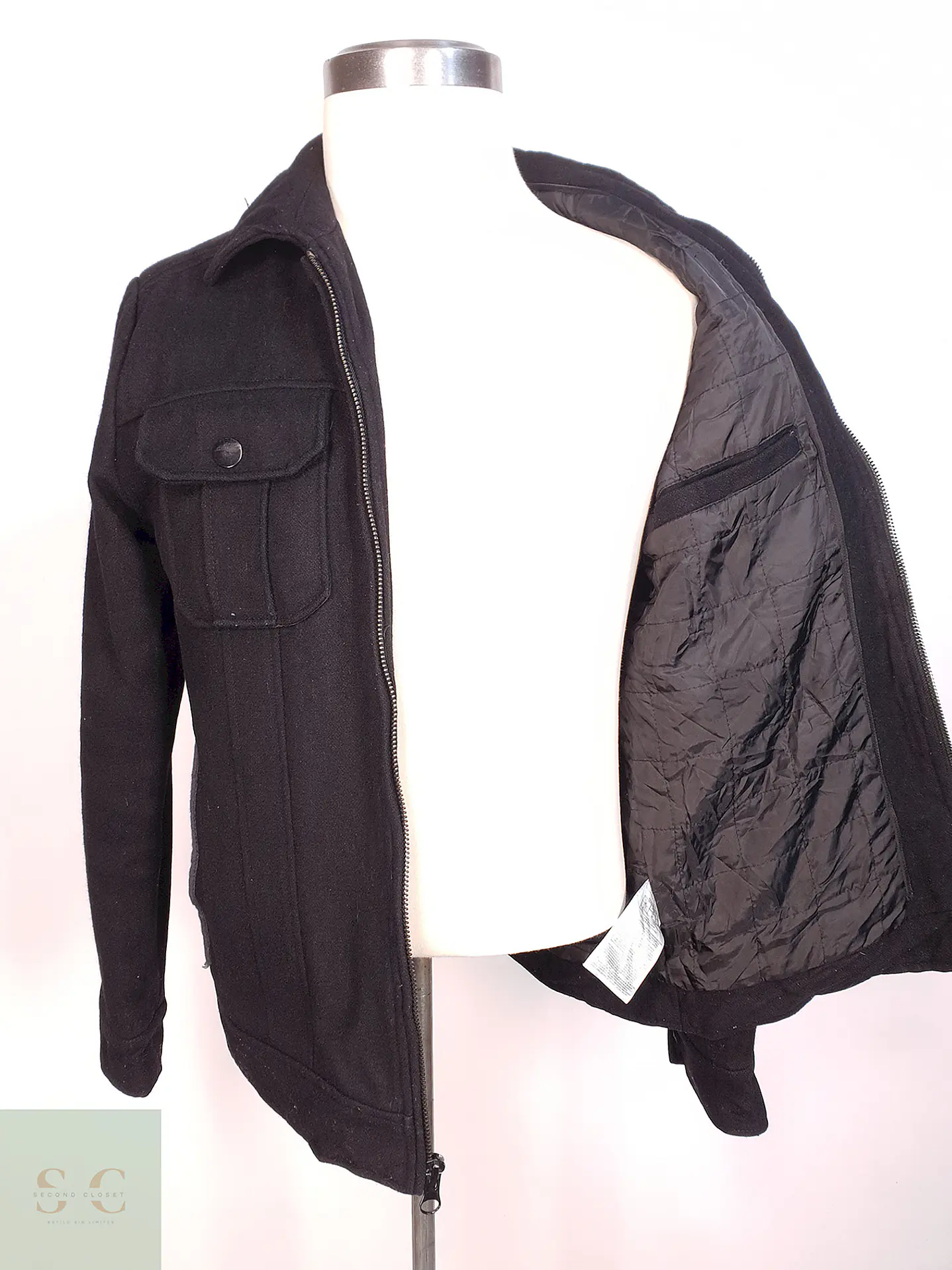 Chaqueta Negra Guess Lana Talla SM 10