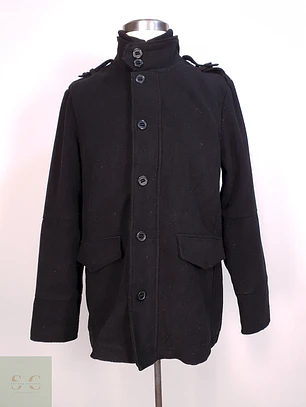 Abrigo Chaquetón Negro Helix Lana Talla L
