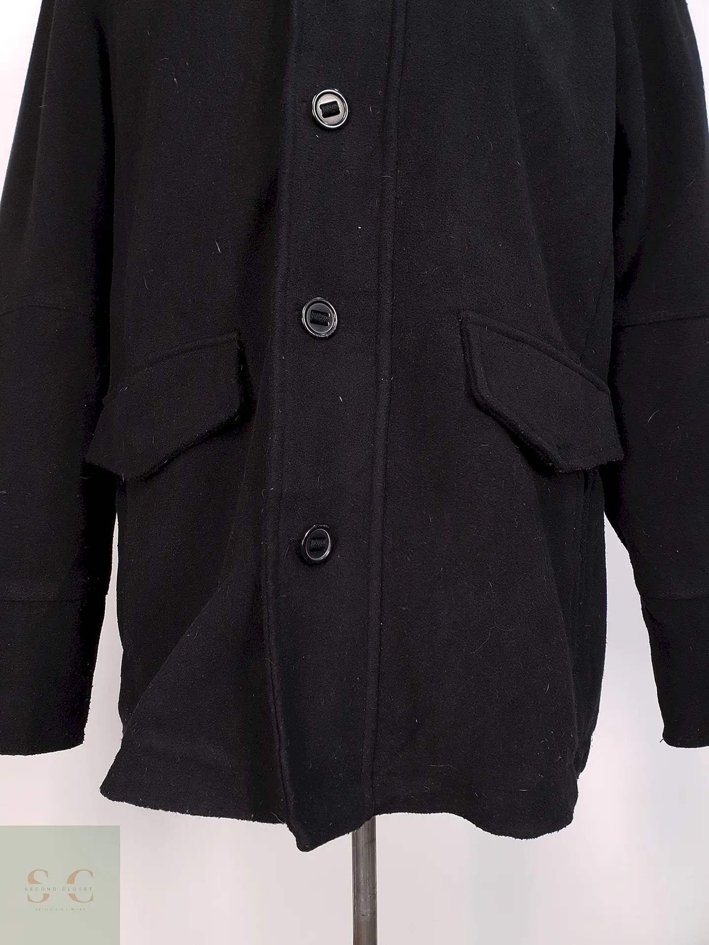 Abrigo Chaquetón Negro Helix Lana Talla L 6