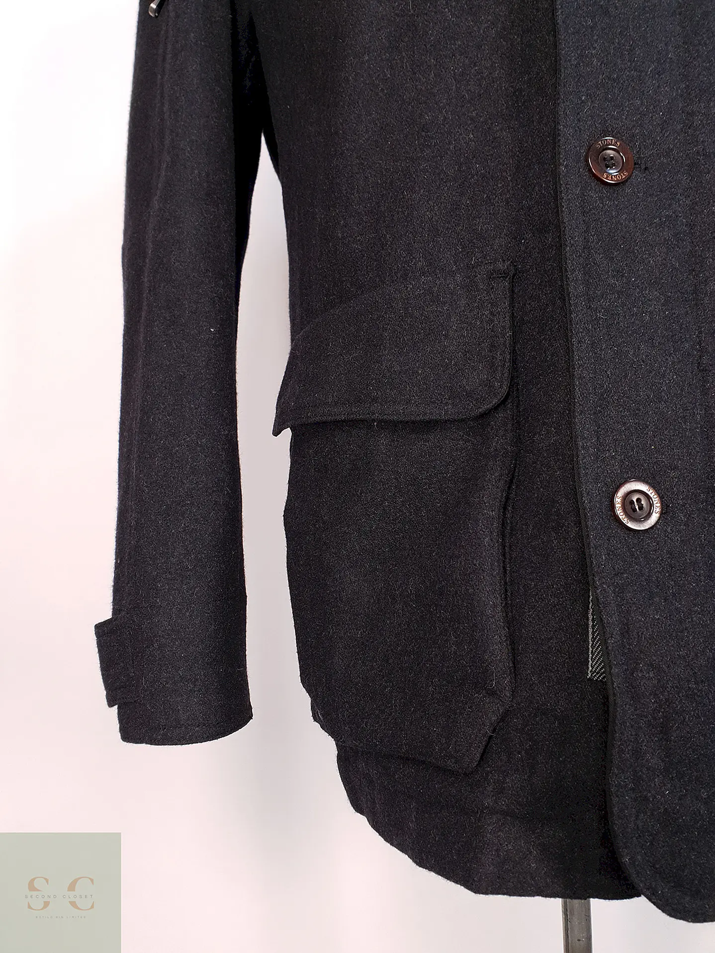 Abrigo Stones Plomo Lana Talla LXL 6