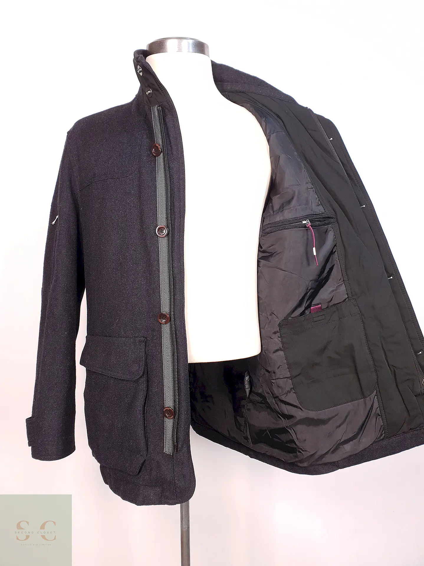 Abrigo Stones Plomo Lana Talla LXL 8
