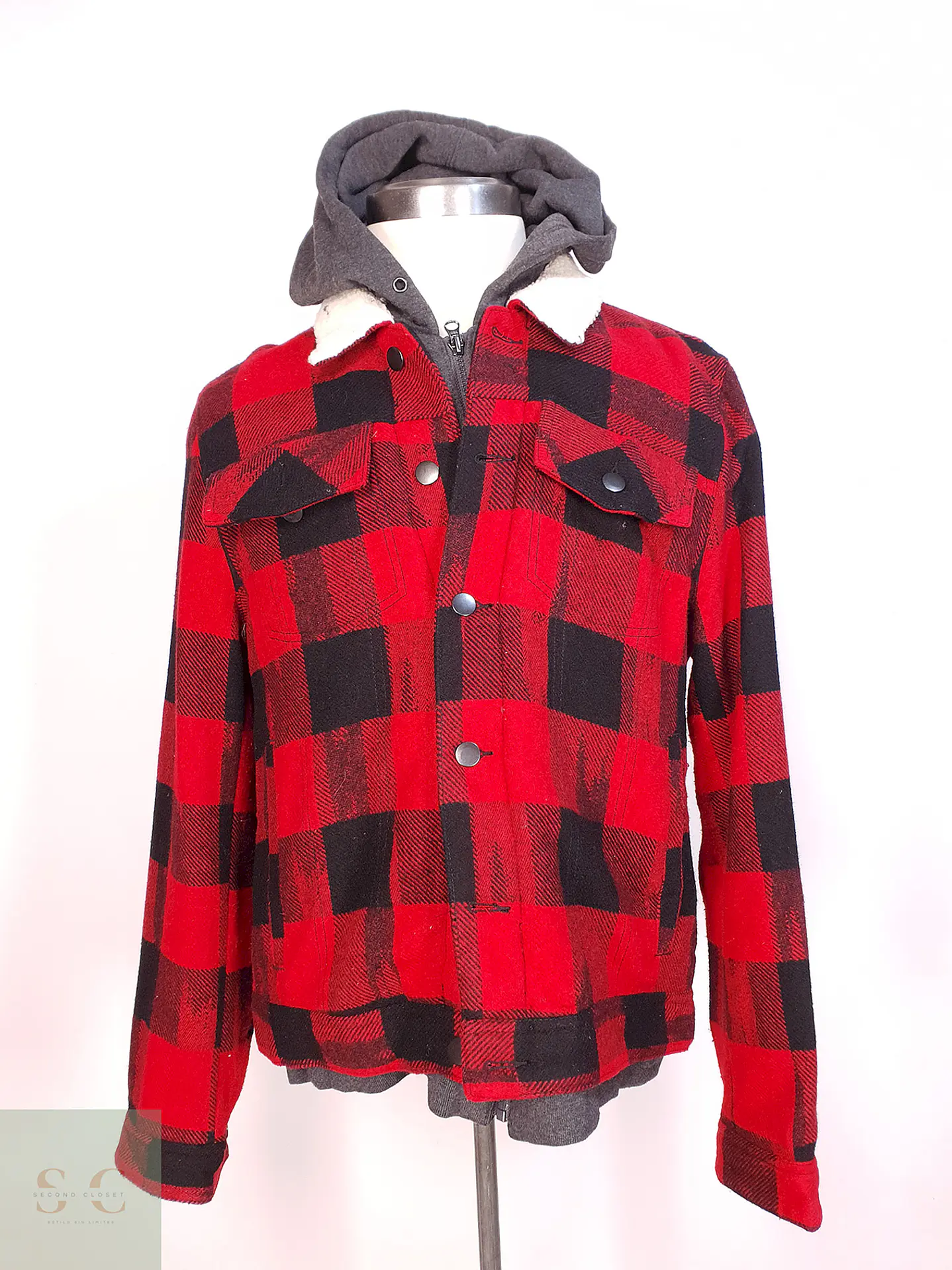 Chaqueta Leñadora Negro Rojo con Gorro Talla LXL 1