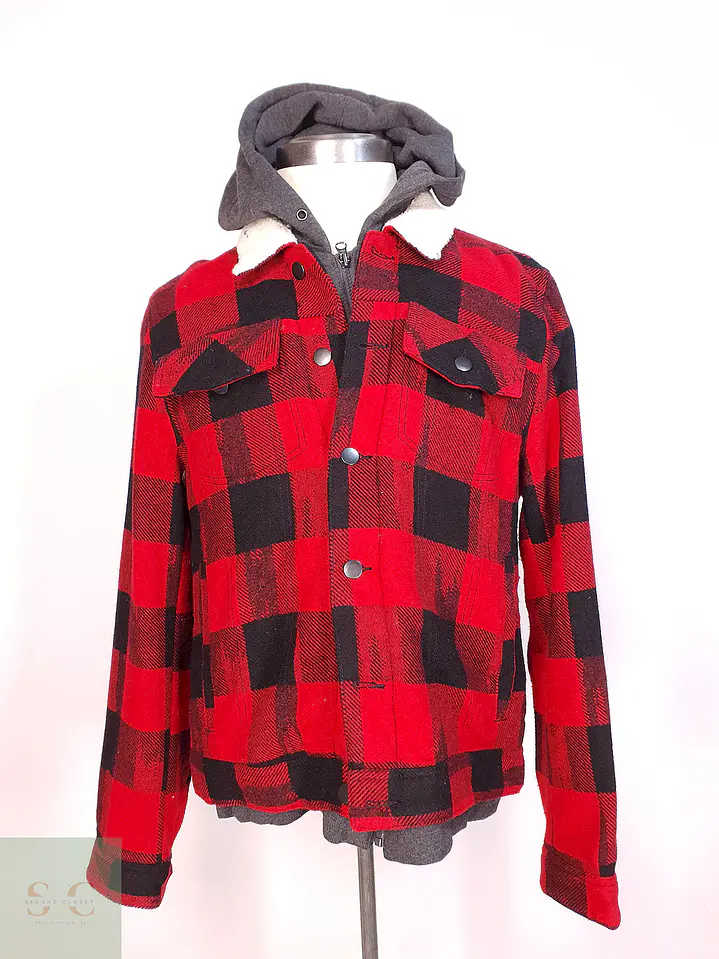 Chaqueta Leñadora Negro Rojo con Gorro Talla LXL 1