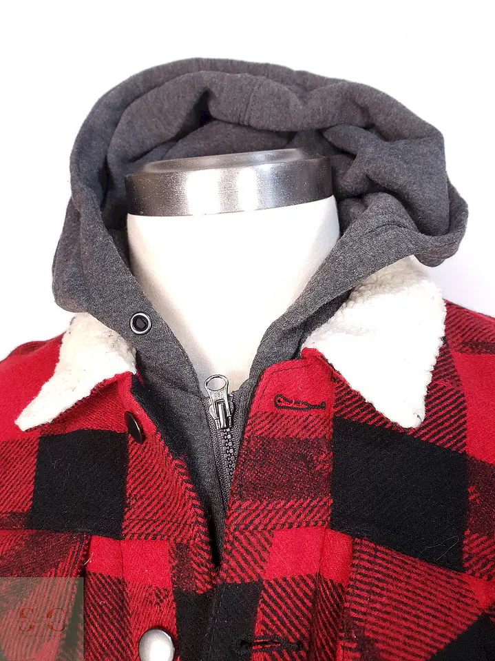 Chaqueta Leñadora Negro Rojo con Gorro Talla LXL 2