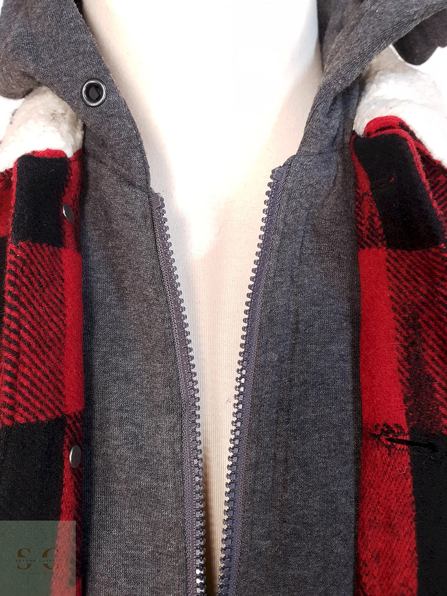 Chaqueta Leñadora Negro Rojo con Gorro Talla LXL 7