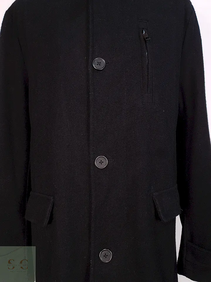Abrigo Negro Angelo Litrico Lana Talla L 5