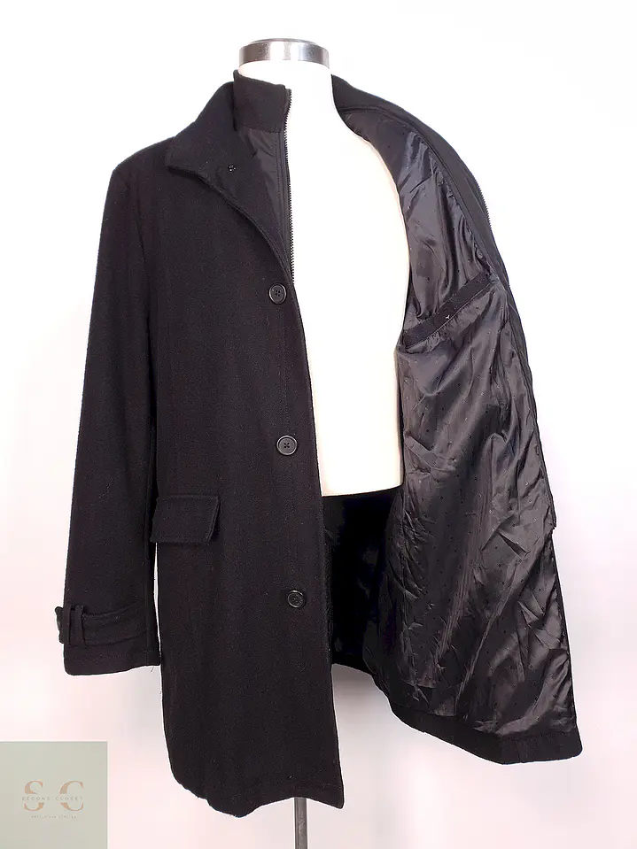Abrigo Negro Angelo Litrico Lana Talla L 10