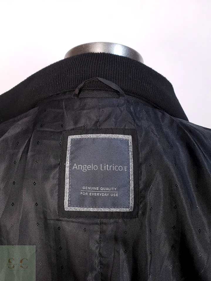 Abrigo Negro Angelo Litrico Lana Talla L 14