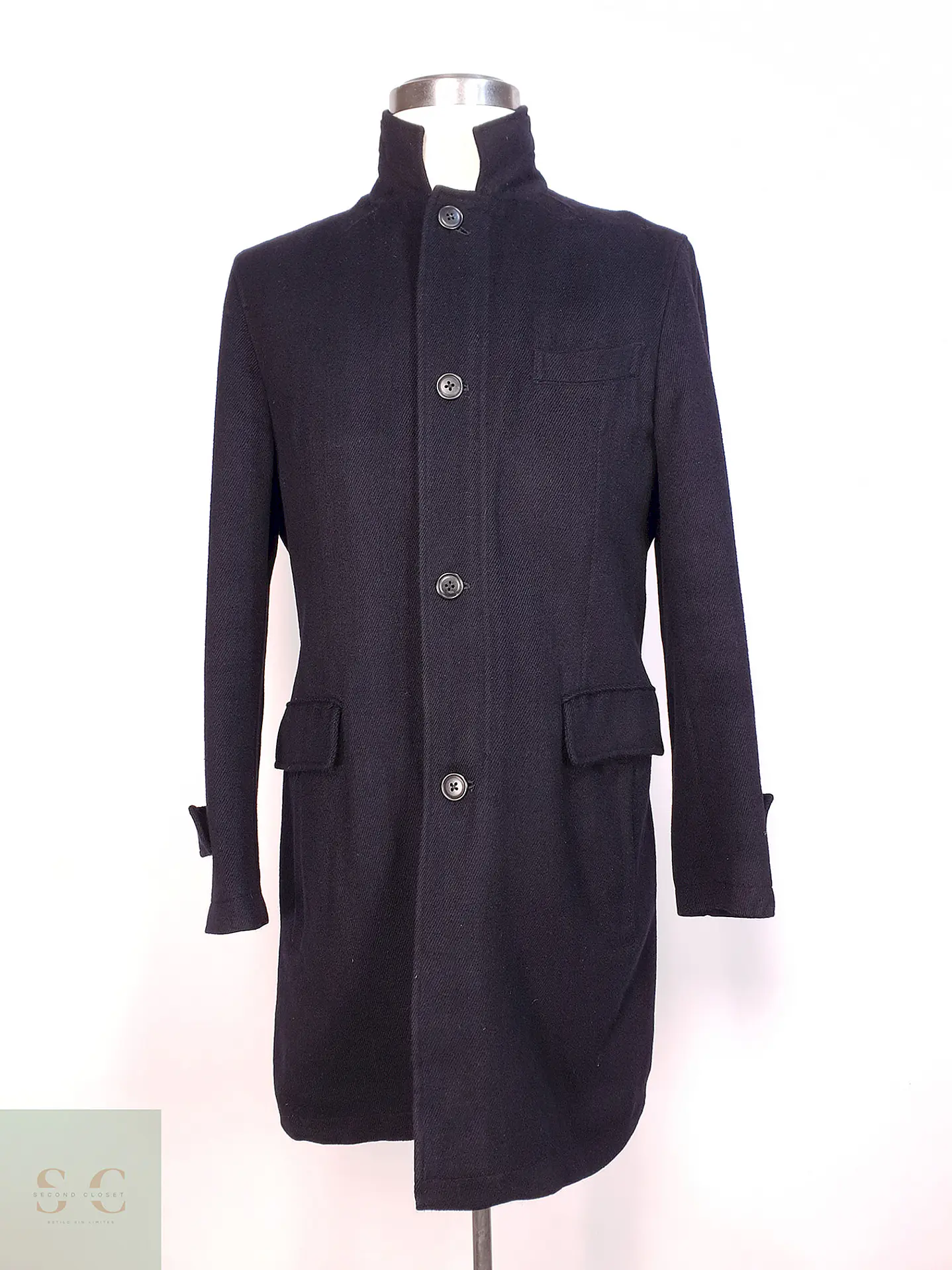 Abrigo Plomo Azul Japonés Lana y Cashmere Talla M 2