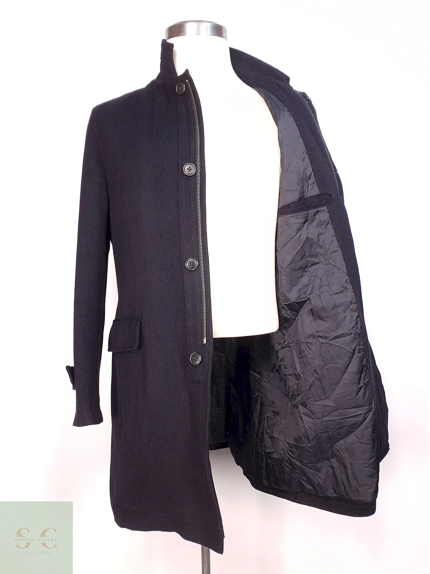 Abrigo Plomo Azul Japonés Lana y Cashmere Talla M 7