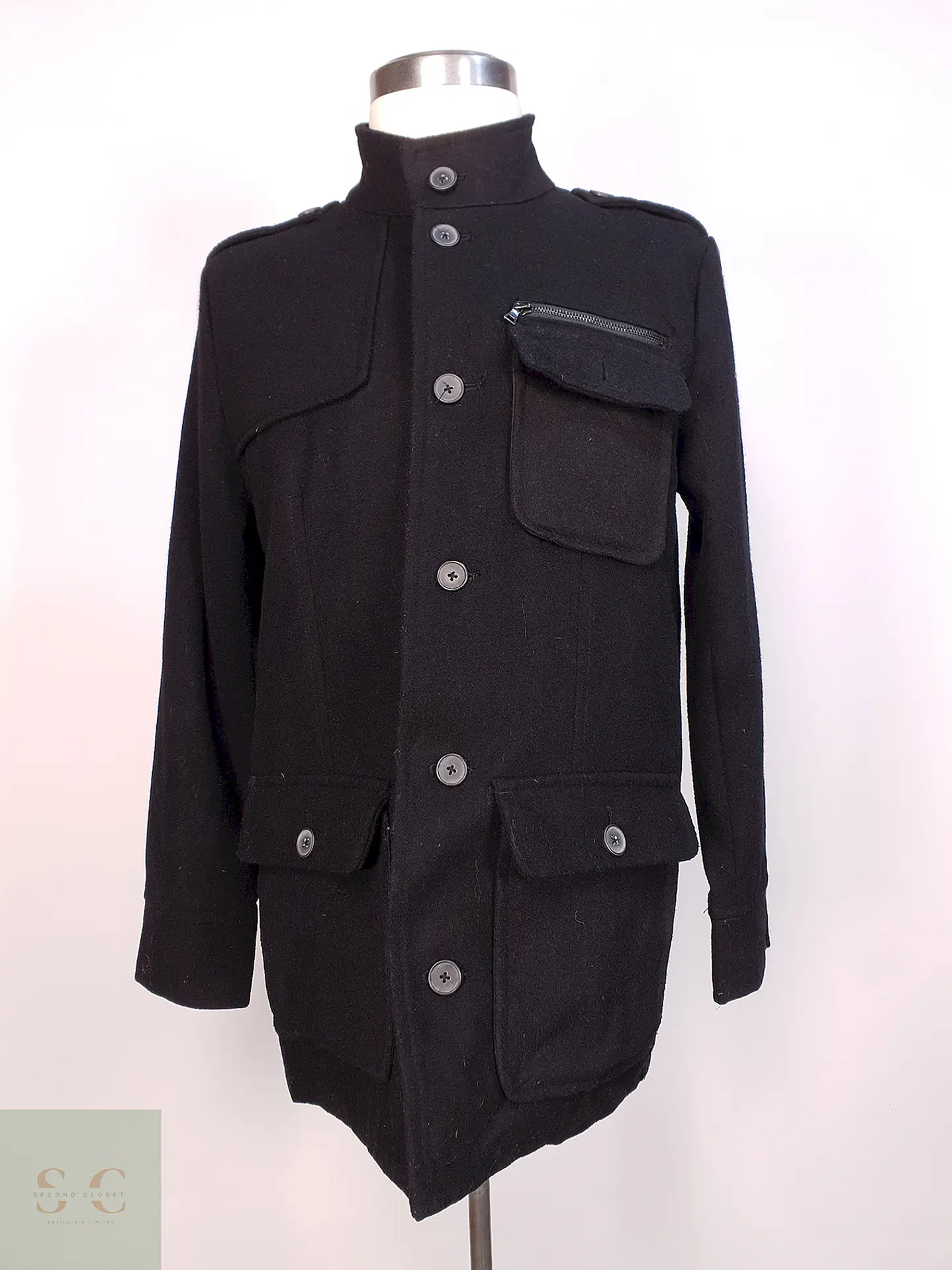 Chaqueta Negra Alfani Lana Talla SM 1