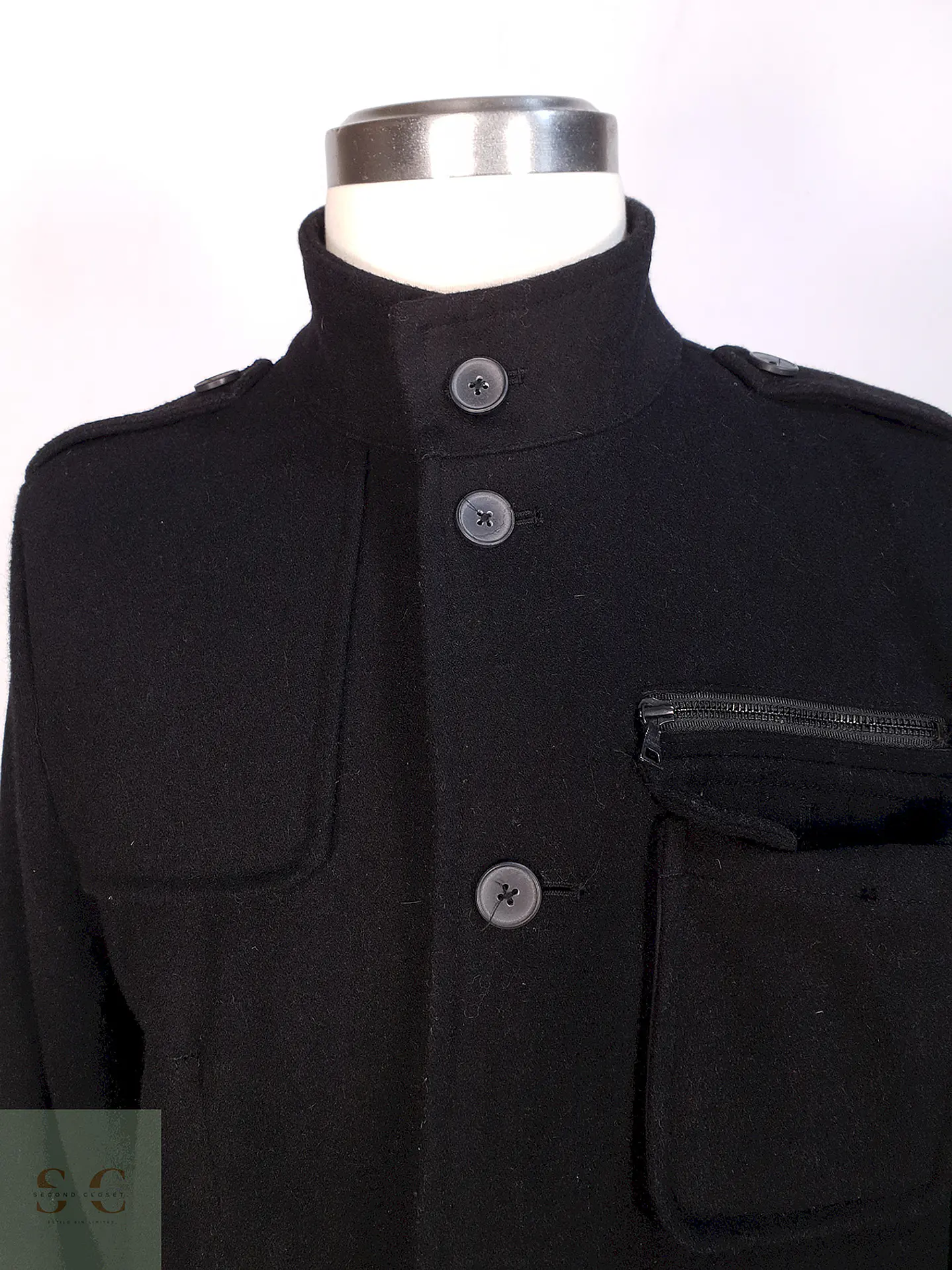 Chaqueta Negra Alfani Lana Talla SM 2