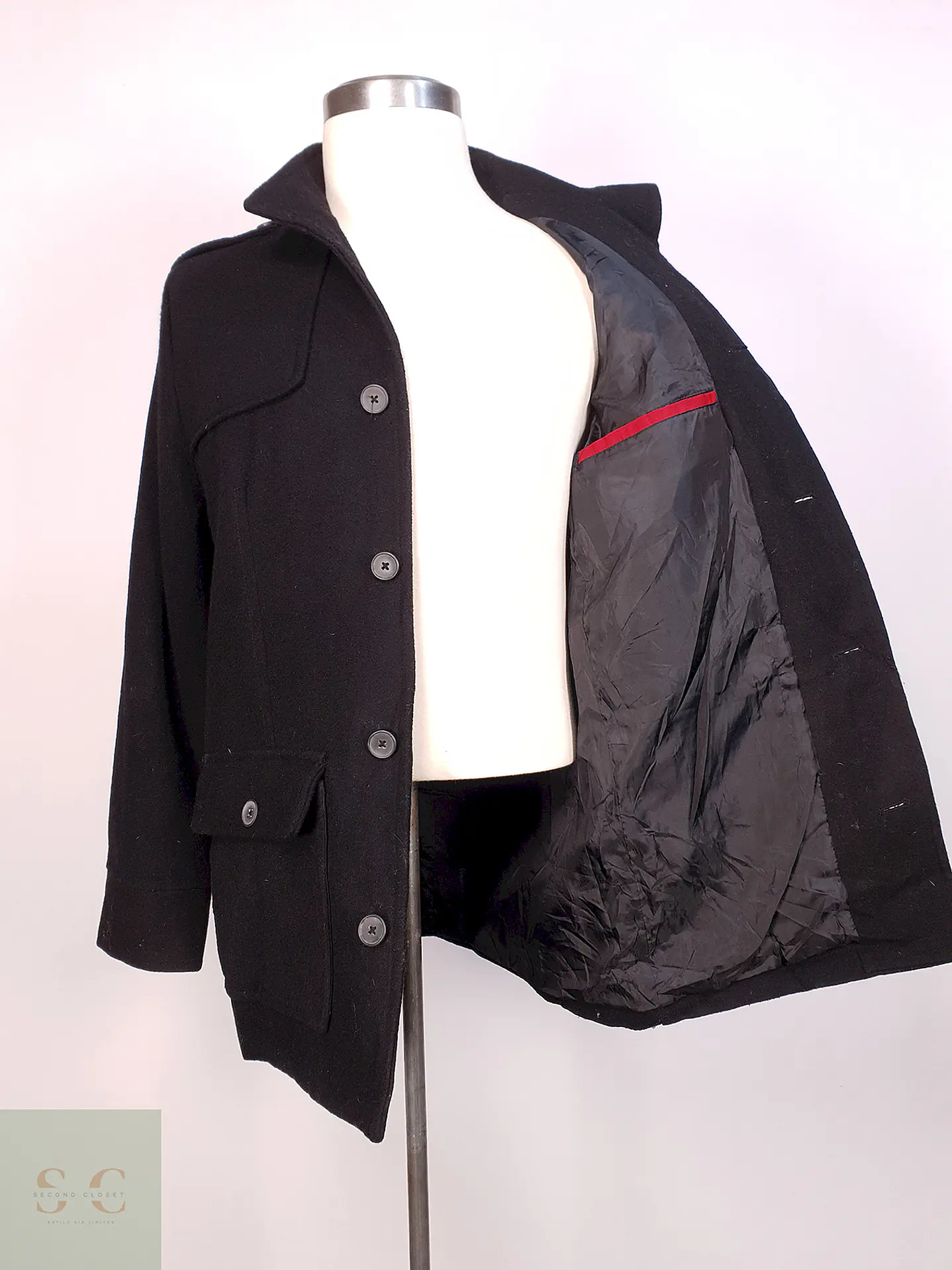 Chaqueta Negra Alfani Lana Talla SM 7