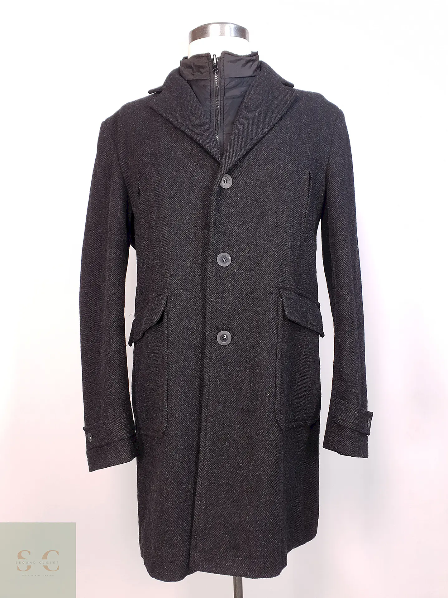 Abrigo Plomo Espiga Mens Collection Lana Talla 2XL 1