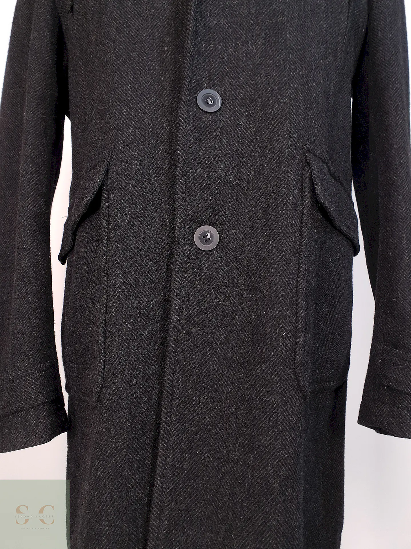 Abrigo Plomo Espiga Mens Collection Lana Talla 2XL 4