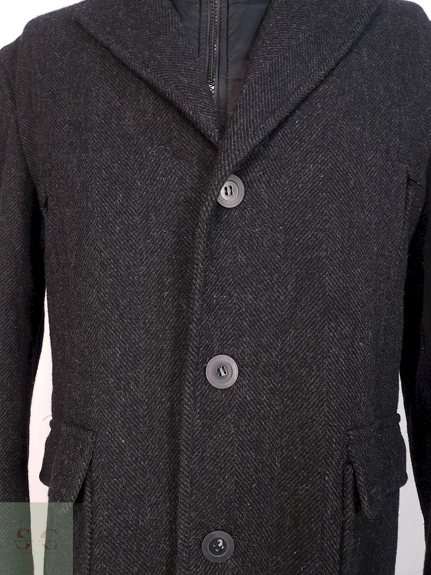 Abrigo Plomo Espiga Mens Collection Lana Talla 2XL 5