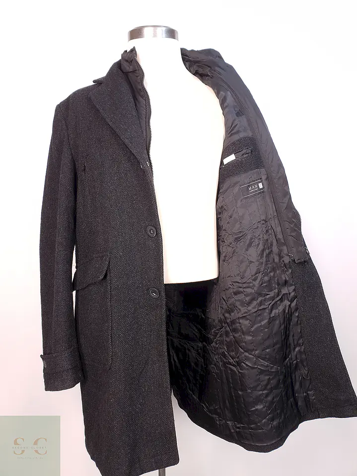 Abrigo Plomo Espiga Mens Collection Lana Talla 2XL 7