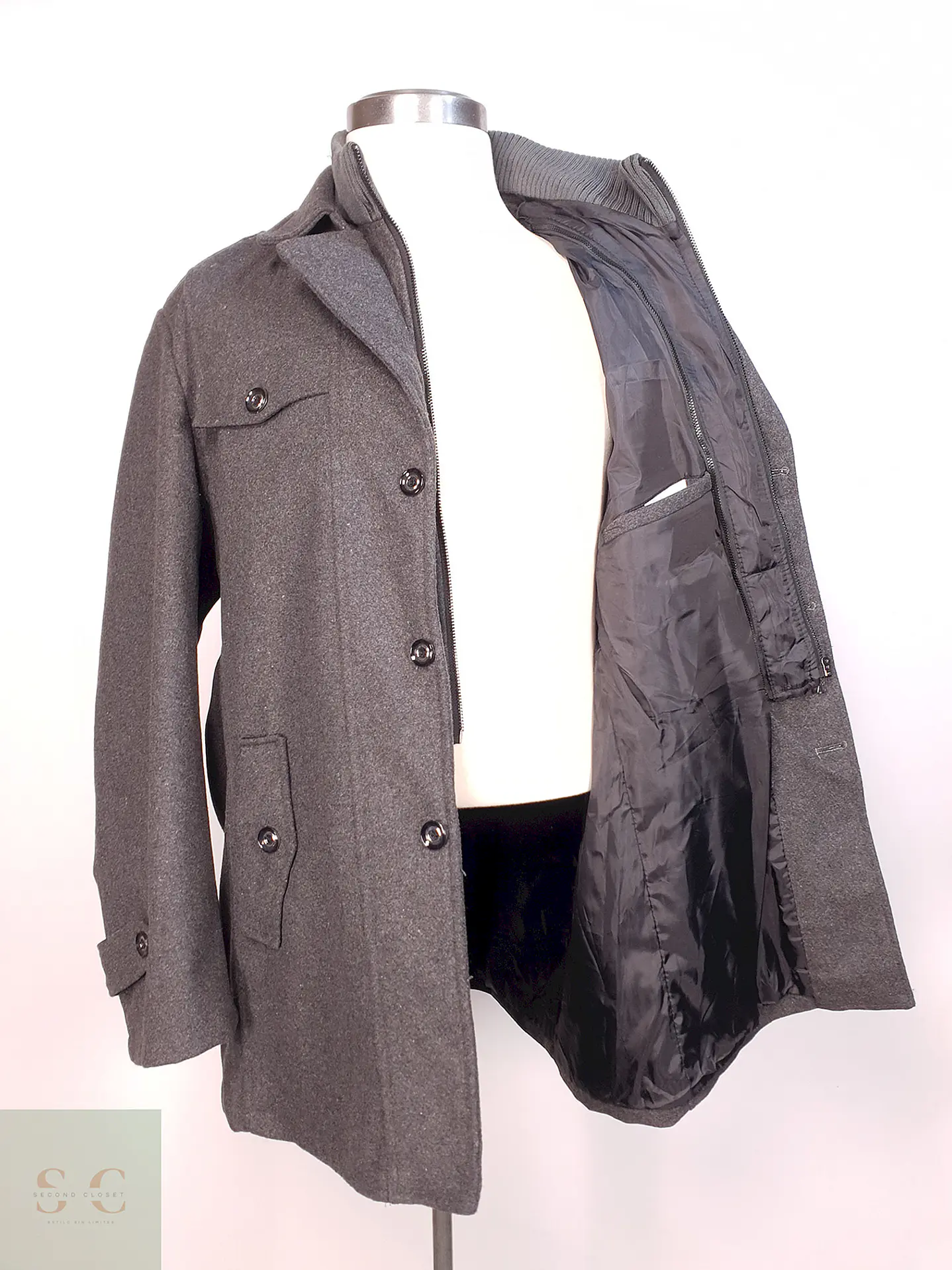 Abrigo Utilitario Plomo Lana Talla 2XL 7