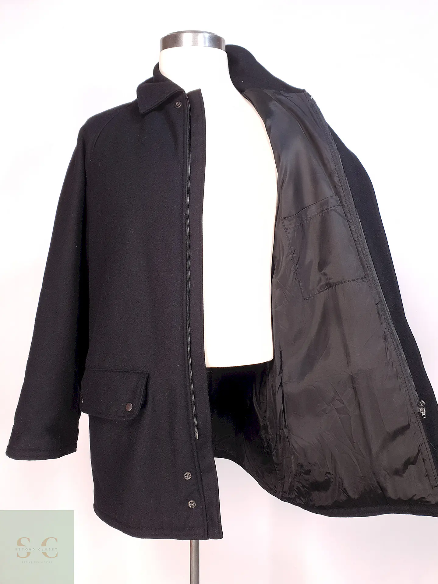 Abrigo Chaquetón Negro Lana Talla XL 10