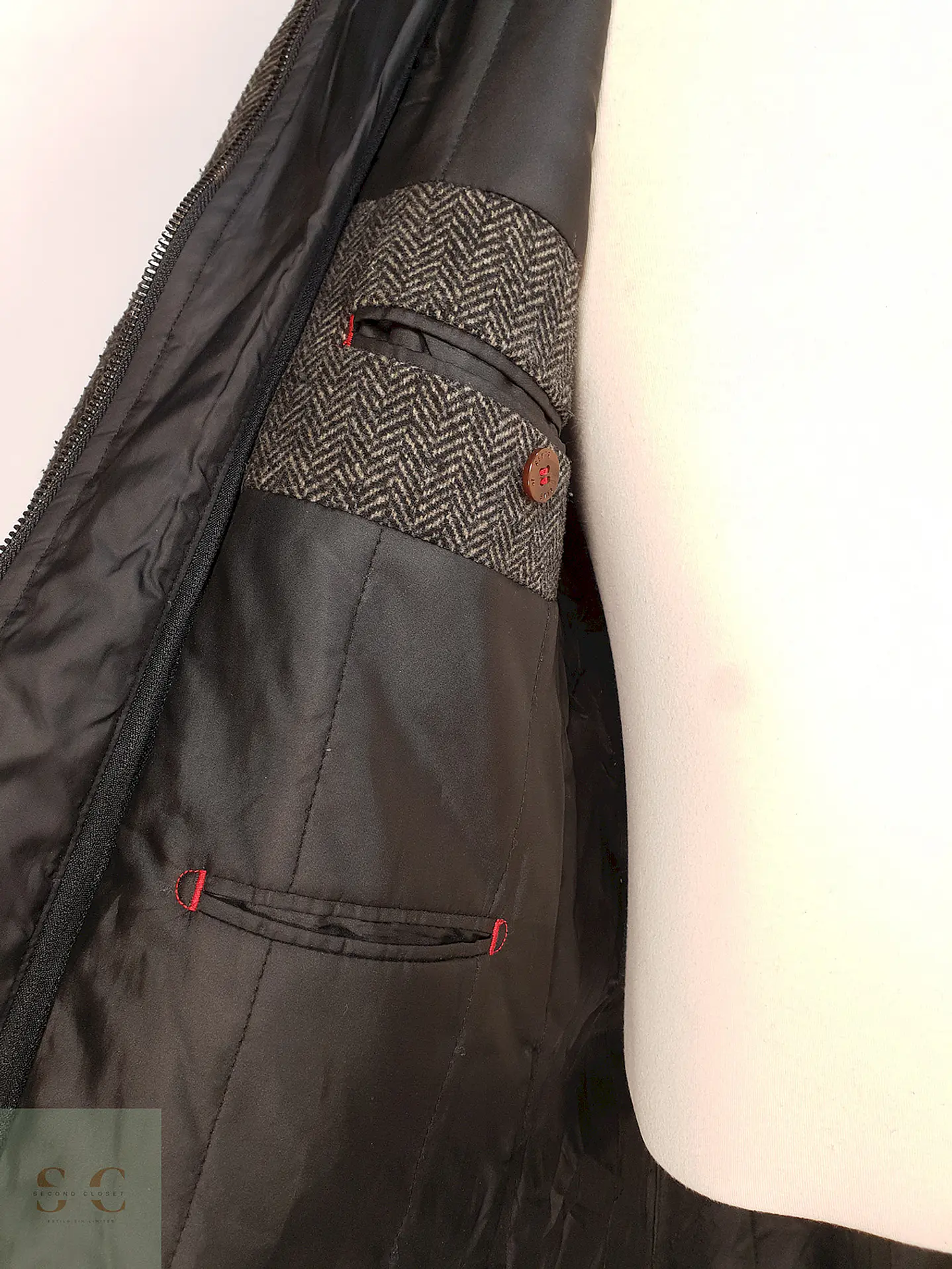 Abrigo Plomo Espiga Club Of Gents Lana Virgen Talla M 15