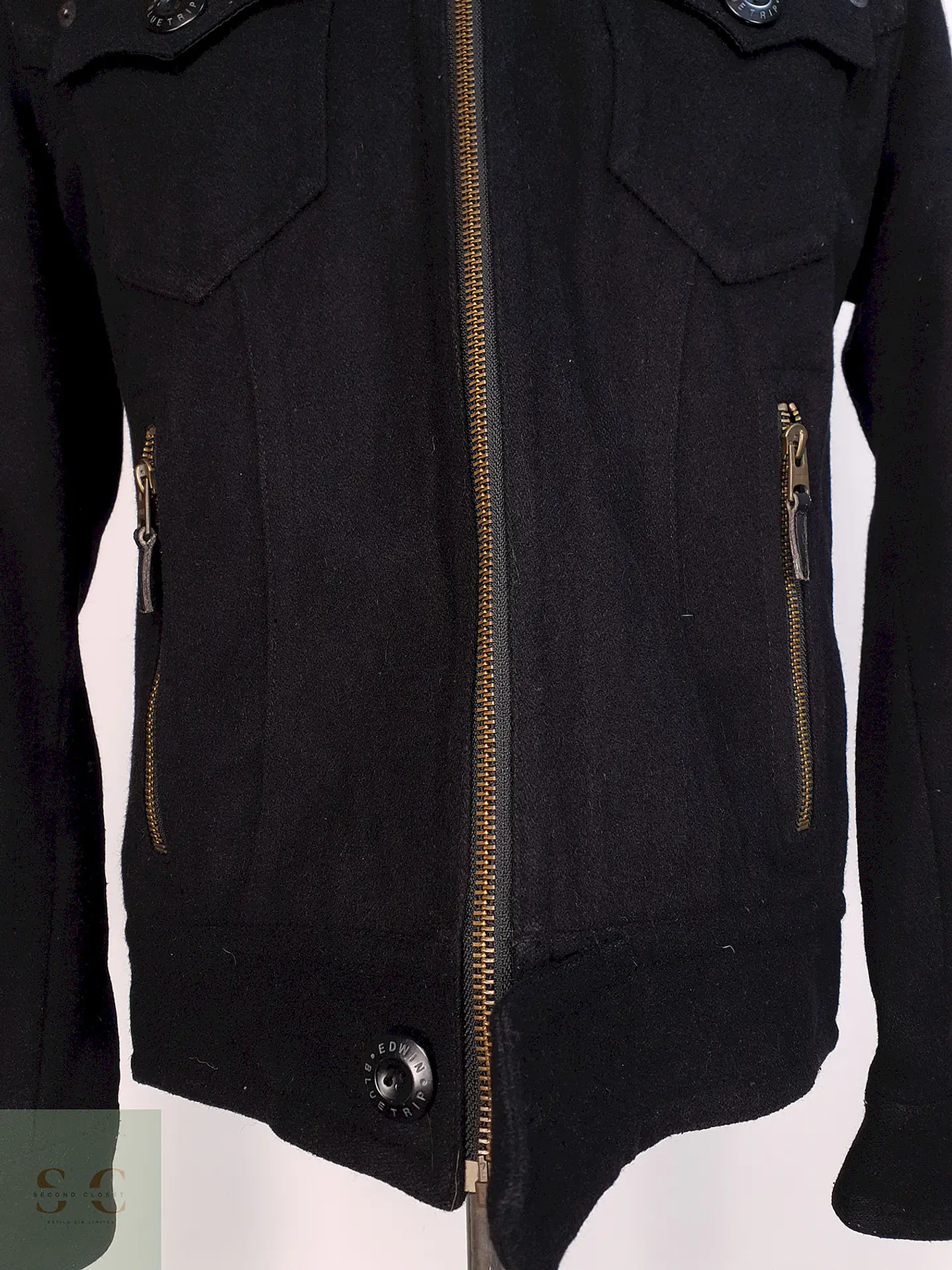 Chaqueta Japonesa Negra Edwin Blue Trip Lana Talla SM 4