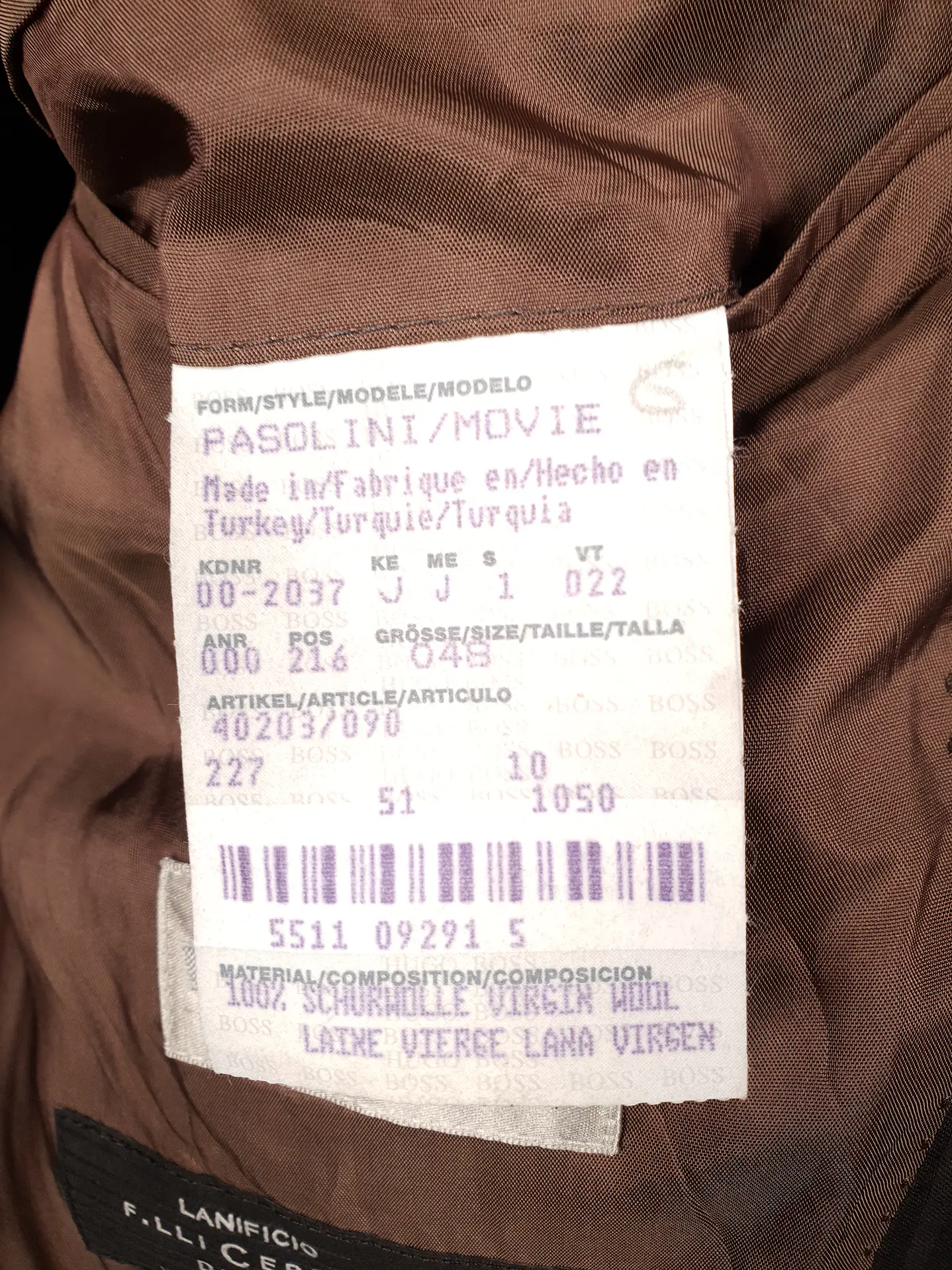 Blazer Hugo Boss Café Rayas – Lanificio F.lli Cerruti 120's – 100% Lana Virgen – Talla SM 11