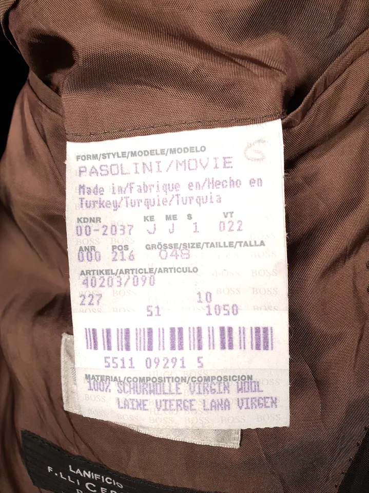 Blazer Hugo Boss Café Rayas – Lanificio F.lli Cerruti 120's – 100% Lana Virgen – Talla SM 11