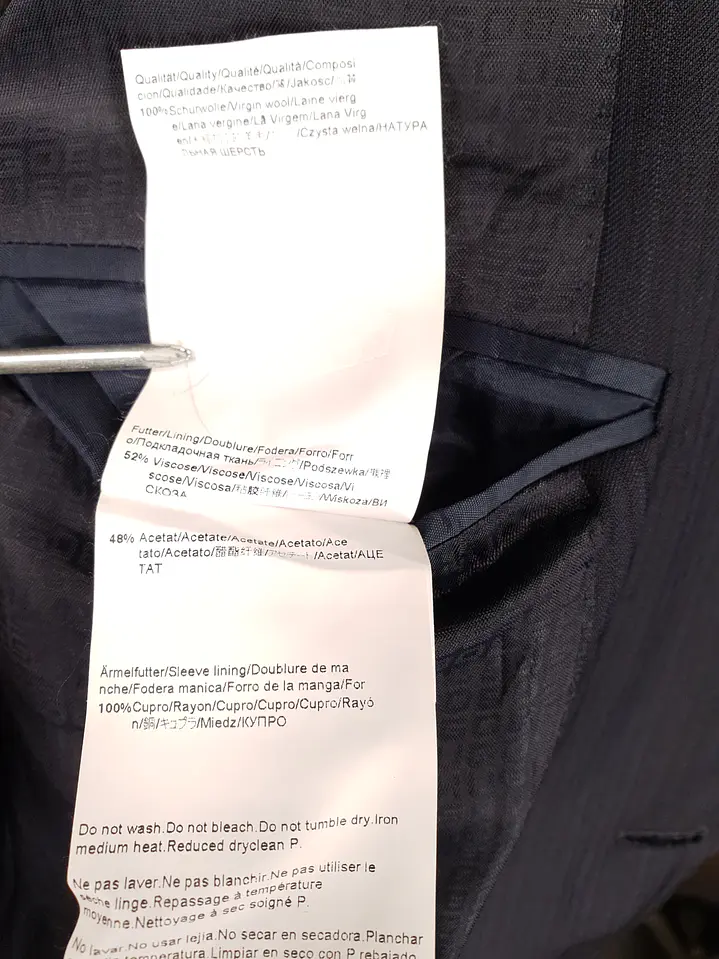 Blazer Hugo Boss Azul Negro Rayas – Tessitura Biella – 100% Lana Virgen – Talla XL 13