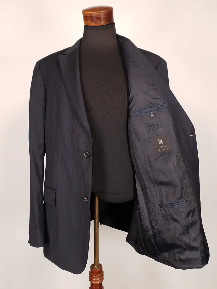 Blazer Hugo Boss Azul Negro Rayas – Tessitura Biella – 100% Lana Virgen – Talla XL 8