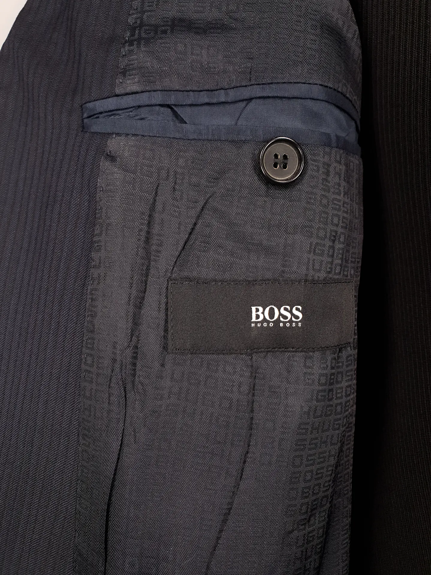 Blazer Hugo Boss Azul Negro Rayas – Tessitura Biella – 100% Lana Virgen – Talla XL 9