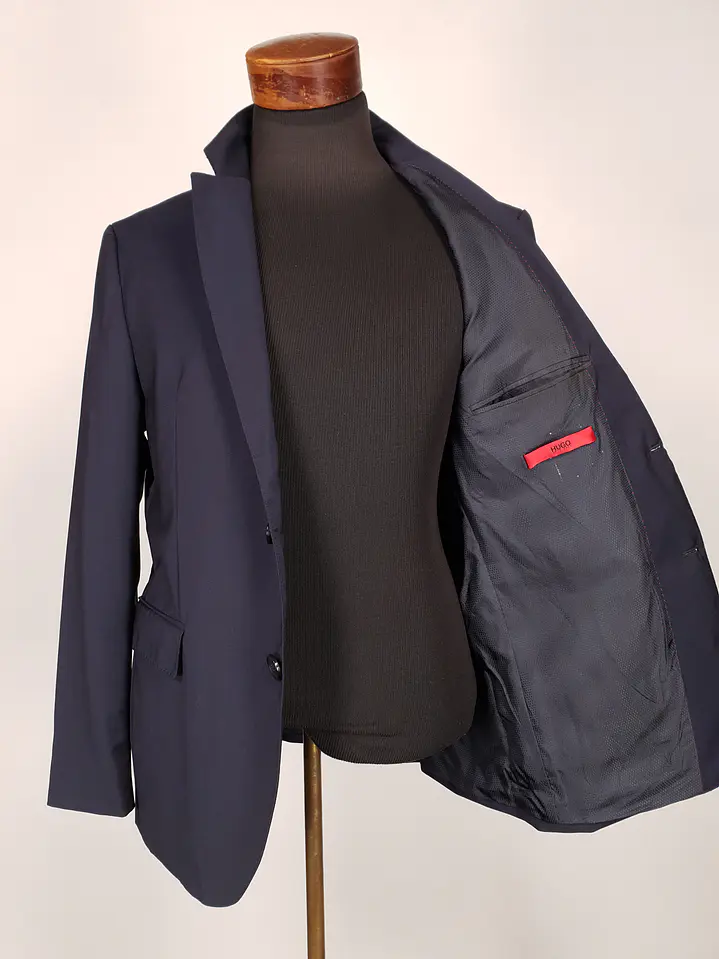 Blazer Hugo Boss Azul Marlane Biella 100% Lana Virgen Talla M 6