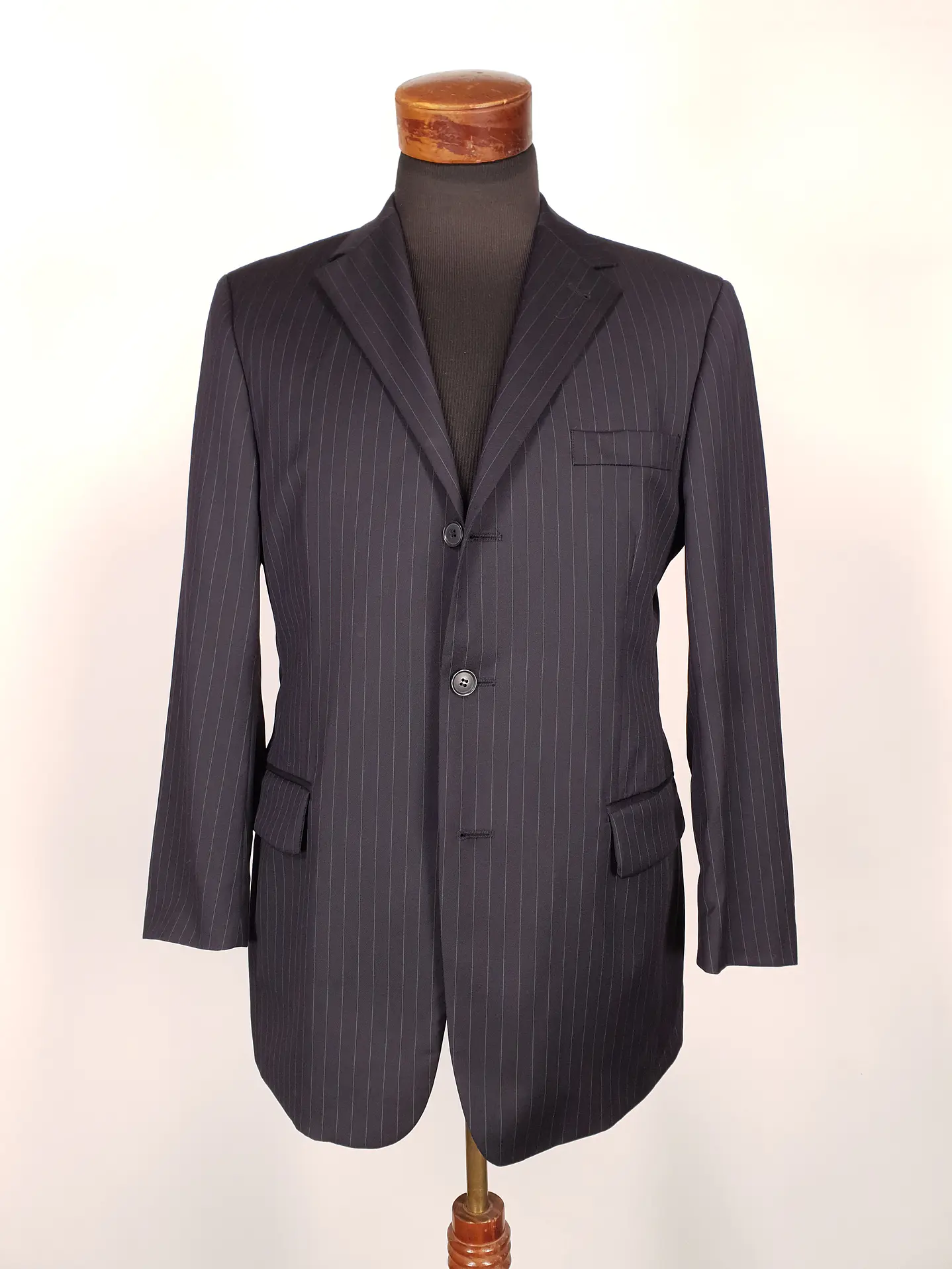 Blazer Roy Robson Azul Rayas Italiano 100% Lana Virgen Talla SM 1