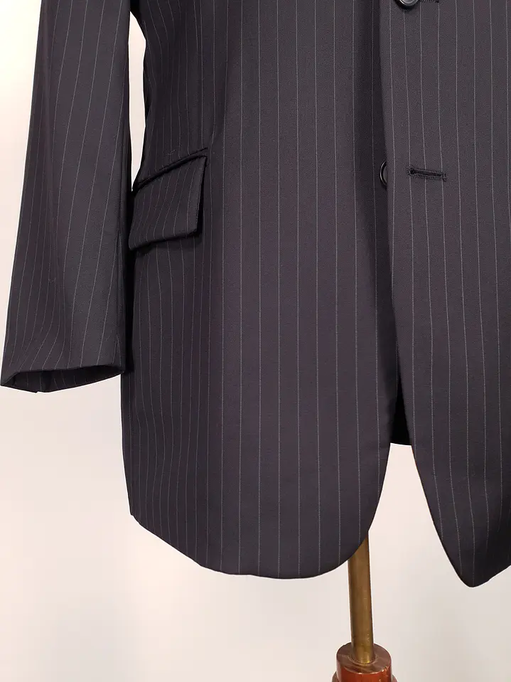 Blazer Roy Robson Azul Rayas Italiano 100% Lana Virgen Talla SM 6