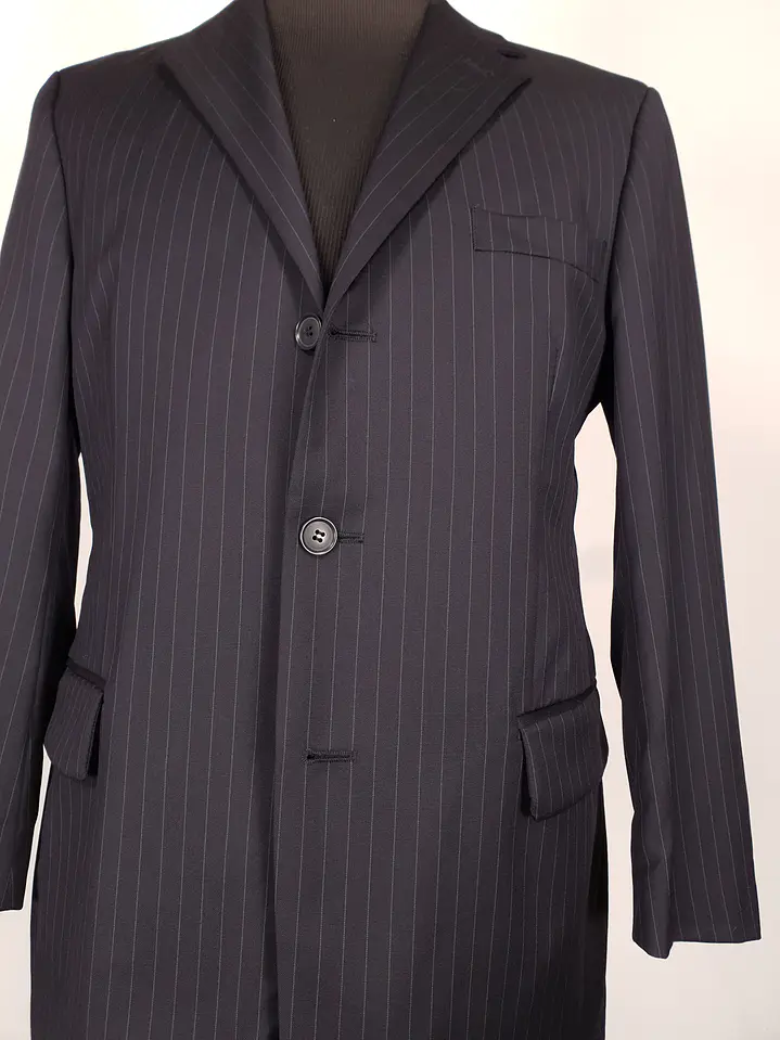 Blazer Roy Robson Azul Rayas Italiano 100% Lana Virgen Talla SM 5