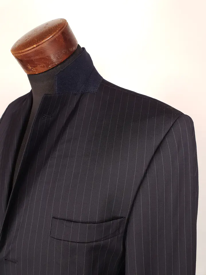 Blazer Roy Robson Azul Rayas Italiano 100% Lana Virgen Talla SM 4