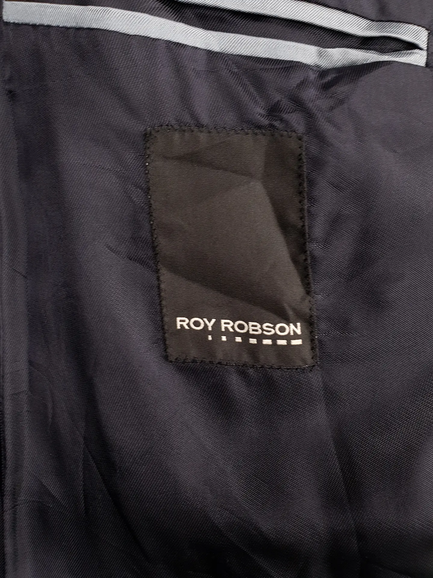 Blazer Roy Robson Azul Rayas Italiano 100% Lana Virgen Talla SM 10